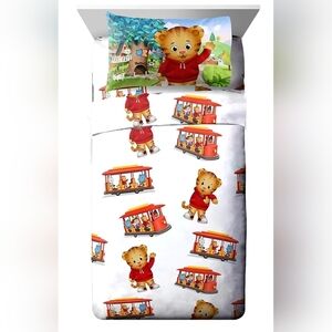 PBS Kids Daniel Tiger Trolley Ride 4 Piece White Full Sheet Set